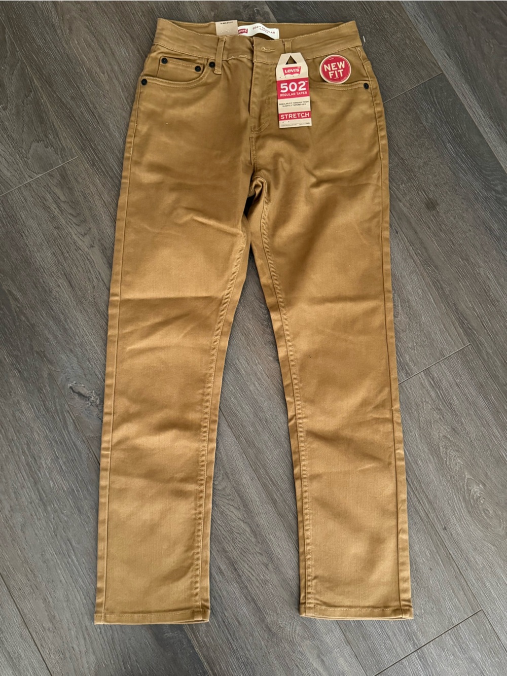 NWT Levi's 502 Straight stretch Tapered Pants in Camel - boys size 14 (27x27)